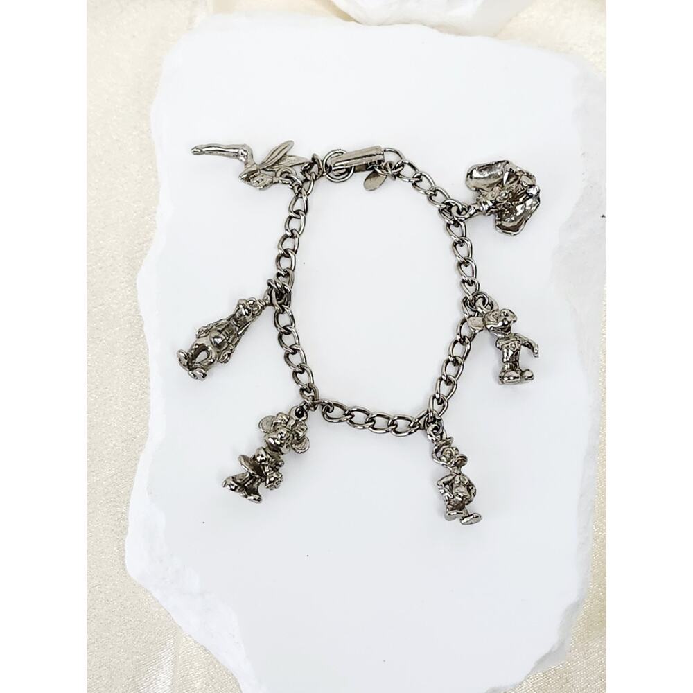 1980s Disney Charms Lot Incl 1982 6 Character Silver Tone Charm Bracelet Vintage - Picture 5 of 15